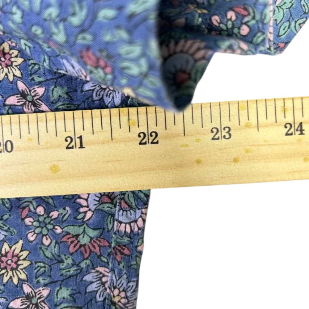 J.Crew Floral Button Down Shirt Mens Large Blue Liberty Style Cotton Stretch - Picture 5 of 7